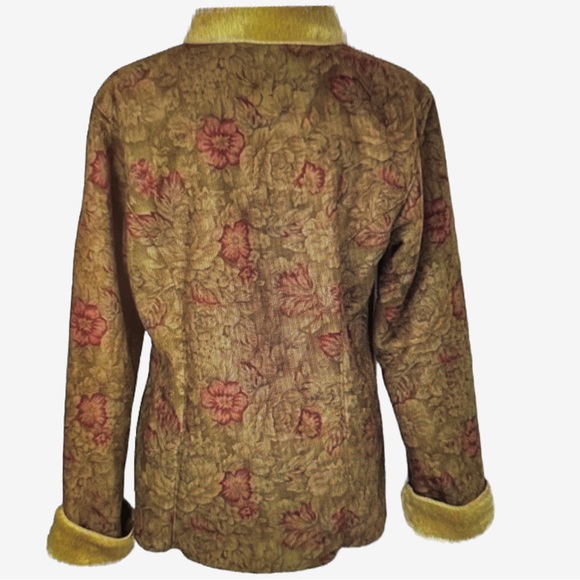 Coldwater Creek Faux Suede and Fur Floral Print Jacket Coat - Picture 11 of 11